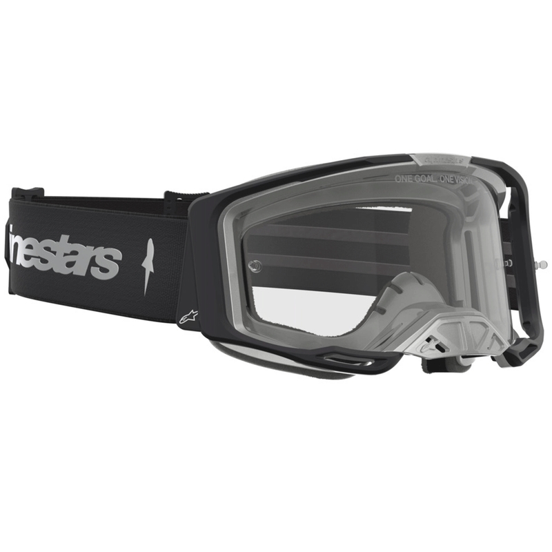 Motokrosové brýle Alpinestars Vision 8 Amber černo-stříbrné s čirým plexi