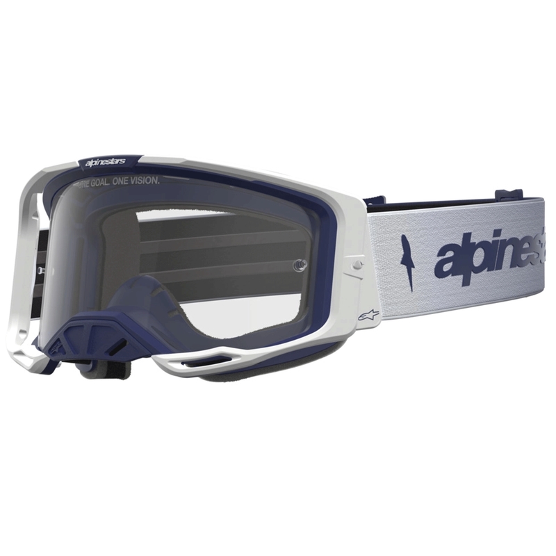 Motokrosové brýle Alpinestars Vision 8 Amber modro-bílé s čirým plexi