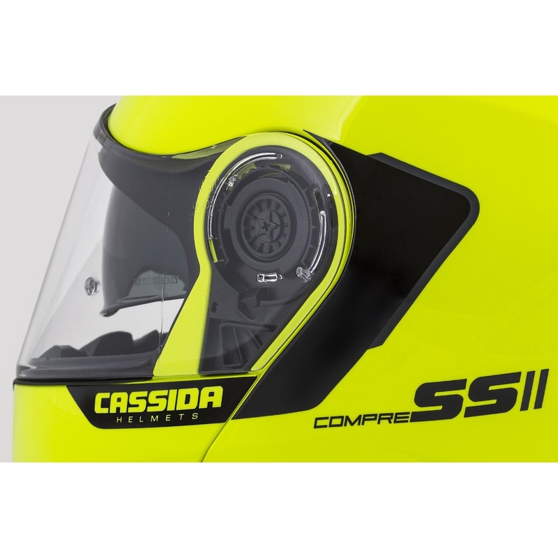 Állból nyíló motoros sisak Cassida Compress 2.0 Refraction fekete-neon sárga