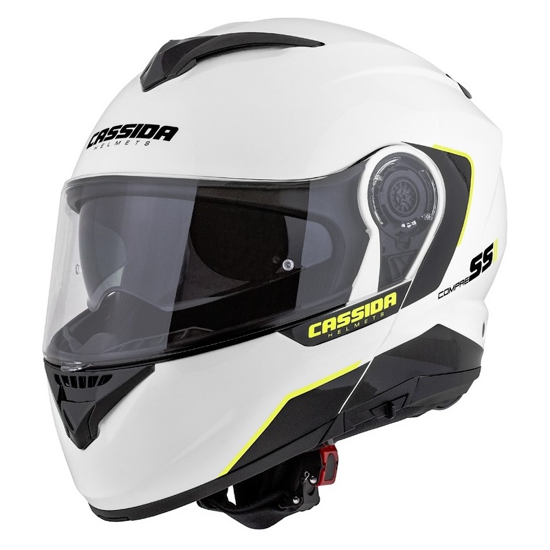 Cassida Compress 2.0 Refraction felnyitható motoros bukósisak fehér-fekete-fluo sárga