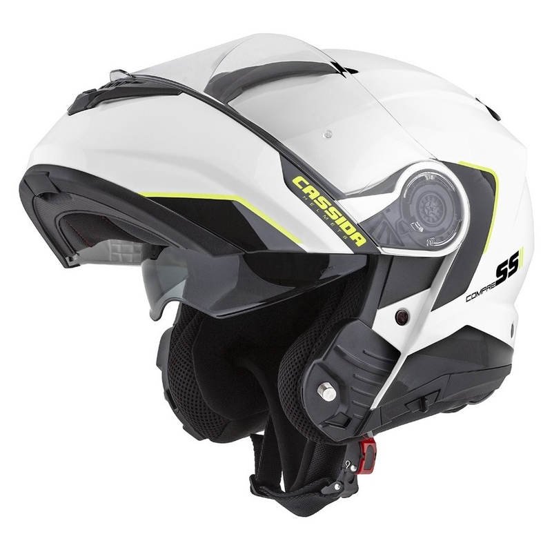 Cassida Compress 2.0 Refraction felnyitható motoros bukósisak fehér-fekete-fluo sárga