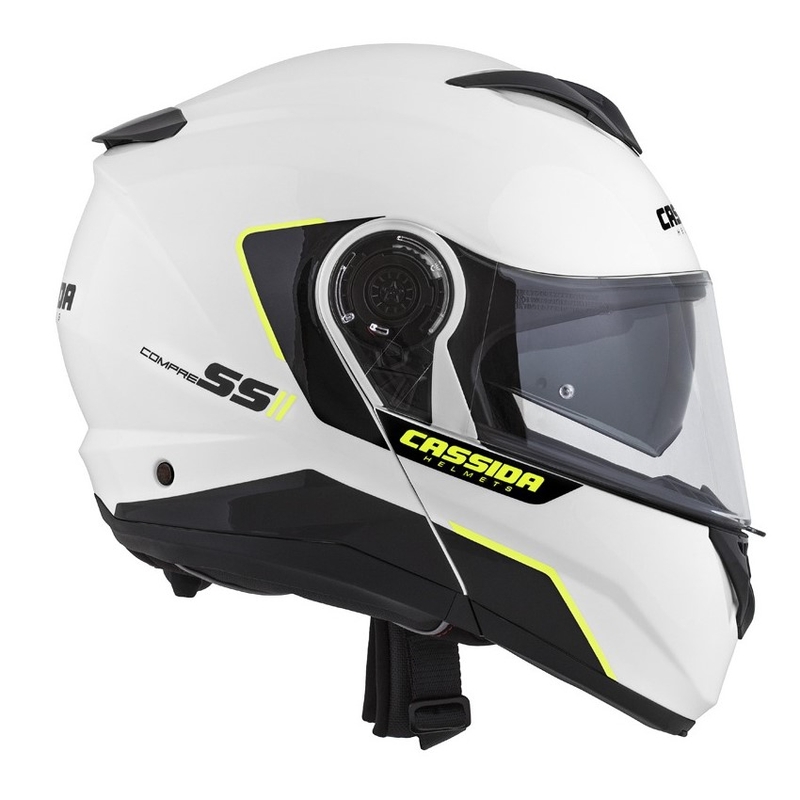 Cassida Compress 2.0 Refraction felnyitható motoros bukósisak fehér-fekete-fluo sárga
