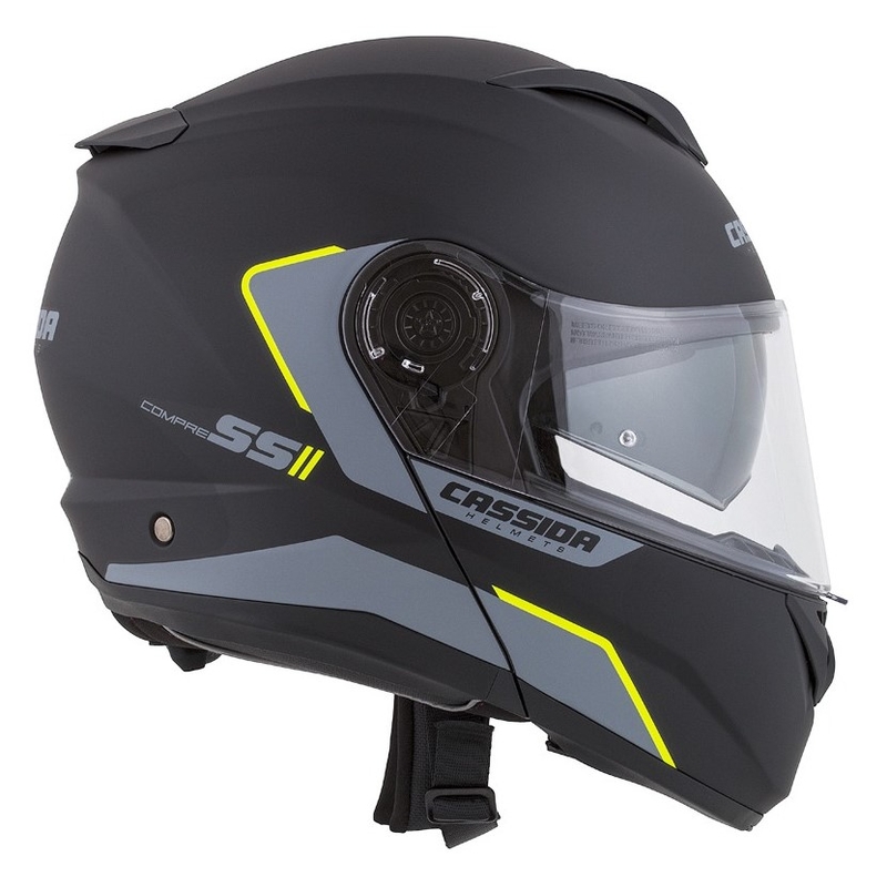 Cassida Compress 2.0 Refraction felnyitható motoros bukósisak fekete-szürke-fluo sárga kiárusítás