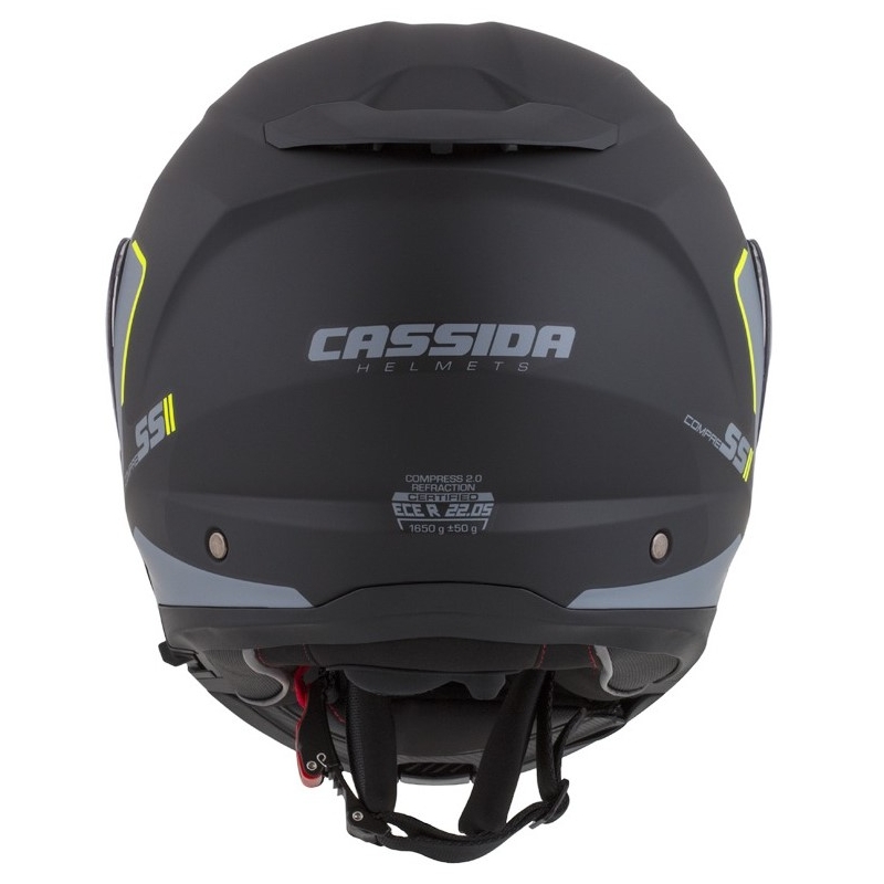 Cassida Compress 2.0 Refraction felnyitható motoros bukósisak fekete-szürke-fluo sárga kiárusítás