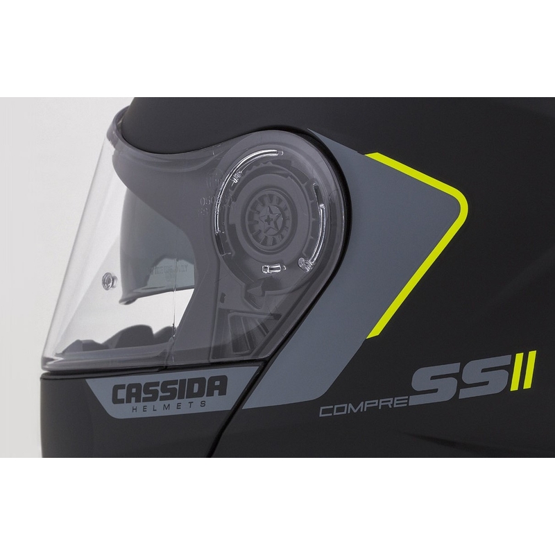 Cassida Compress 2.0 Refraction felnyitható motoros bukósisak fekete-szürke-fluo sárga kiárusítás