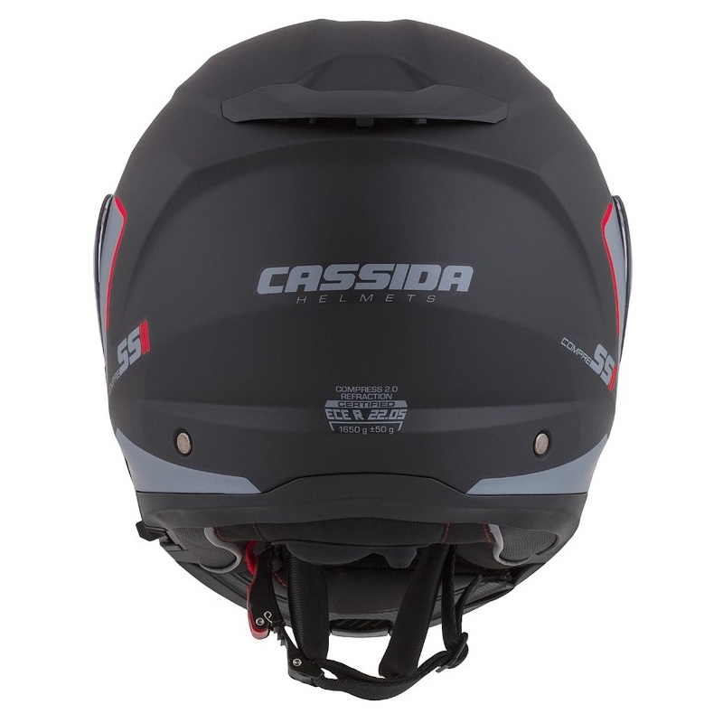 Cassida Compress 2.0 Refraction felnyitható motoros bukósisak fekete-szürke-piros