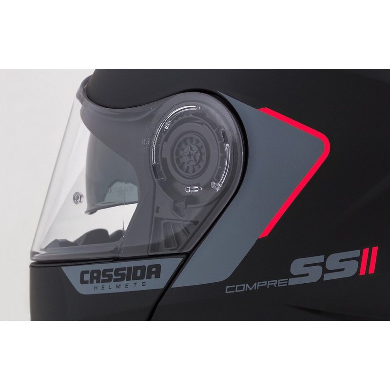 Cassida Compress 2.0 Refraction felnyitható motoros bukósisak fekete-szürke-piros