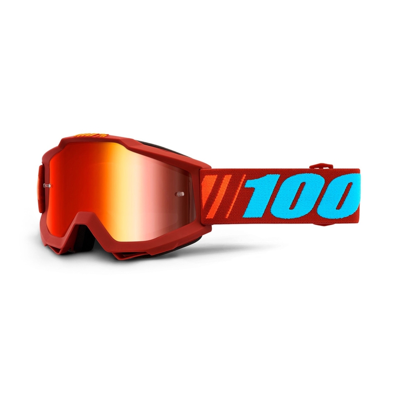 Motocross szemüveg 100% Accuri DAUPHINE (piros tükör plexiüveg)