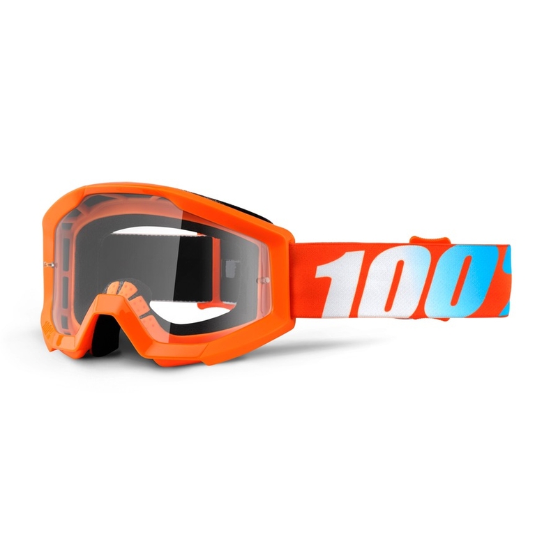 Gyermek motocross szemüveg 100% Strata narancs (tiszta plexiüveg)