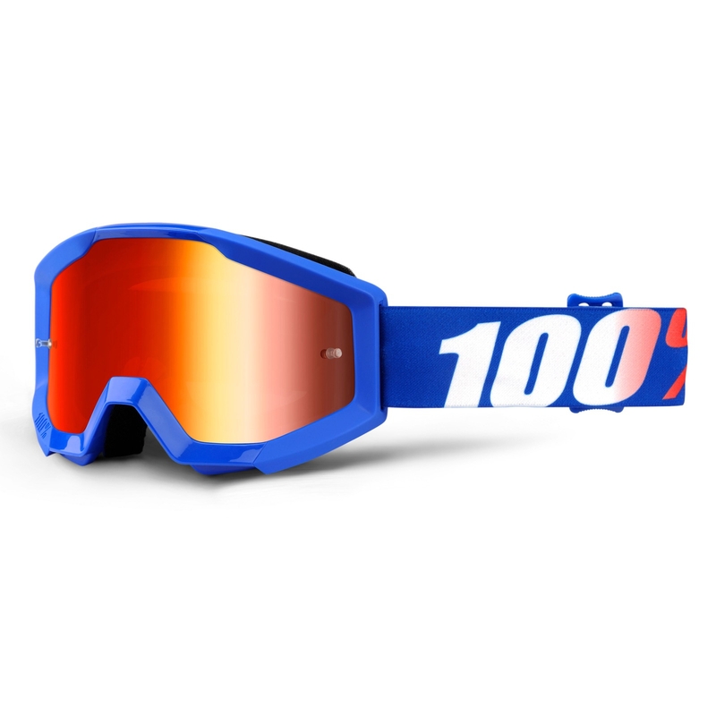 Gyerek Motocross szemüveg 100% Strata Nation (piros plexiüveg)