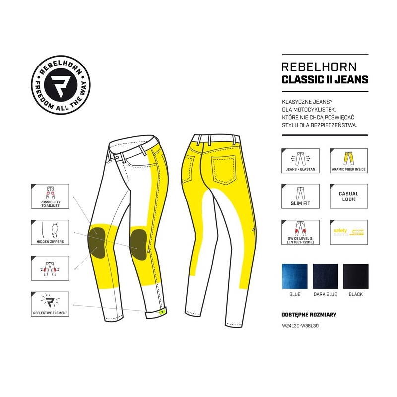 Női motoros farmer Rebelhorn Classic II kék akció kiárusítás