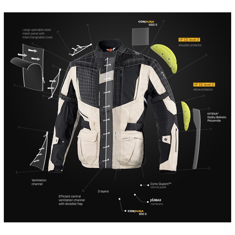 Rebelhorn Hardy II női motoros kabát szürke-fekete-neon sárga