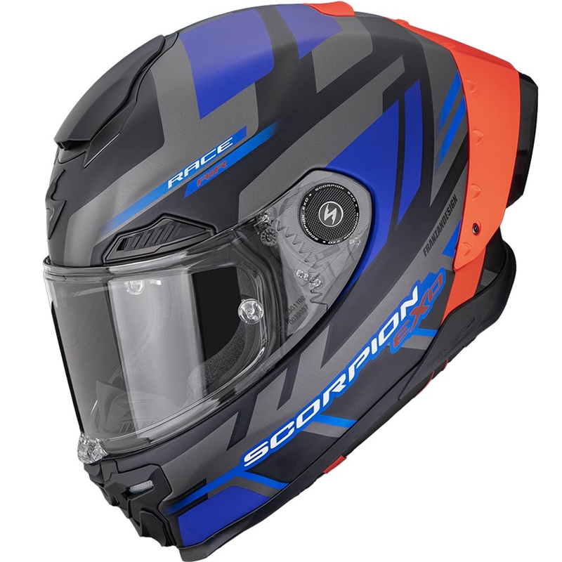 Integrální helma na motorku Scorpion EXO-RACE Air Carbon Fury matná černo-šedo-modrá