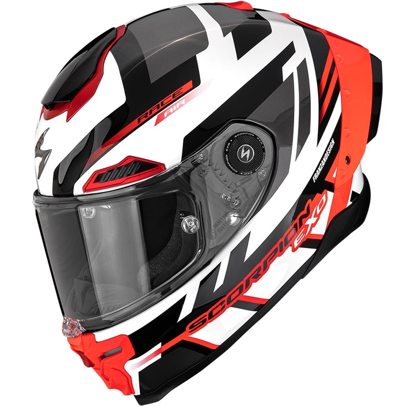 Integrální helma na motorku Scorpion EXO-RACE Air Carbon Fury bílo-stříbrno-červená