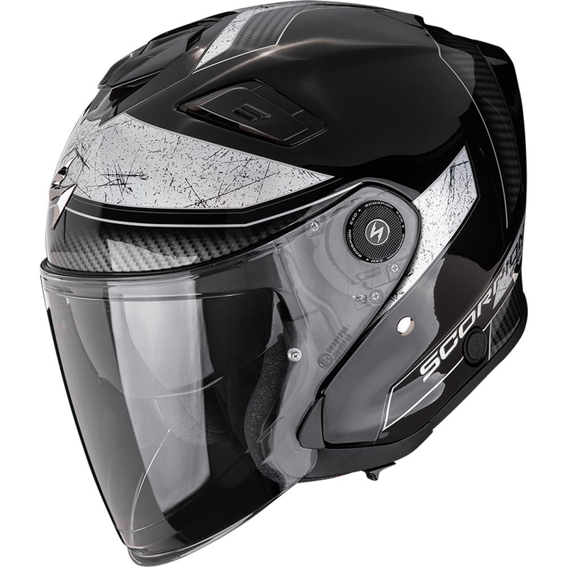 Otevřená helma na motorku Scorpion EXO-GT Jet Crest černo-stříbrná