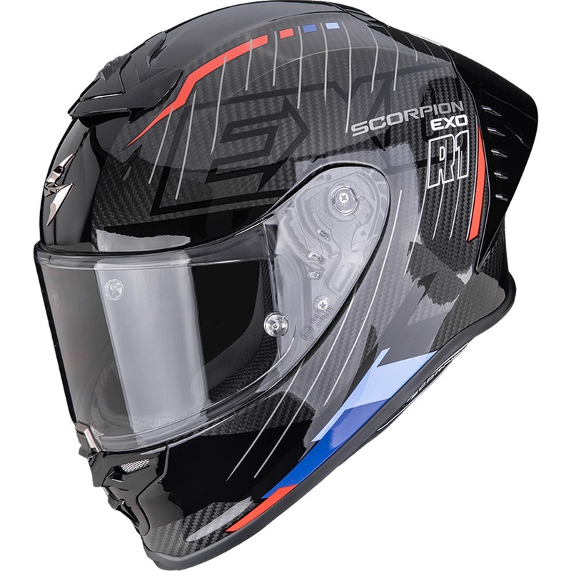 Scorpion EXO-R1 EVO II Air Surge zárt motoros bukósisak fekete-kék-piros