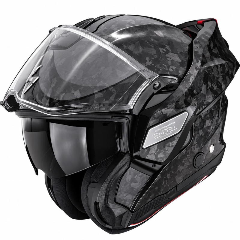 Překlápěcí helma na motorku Scorpion EXO-TECH II Onyx Carbon černá