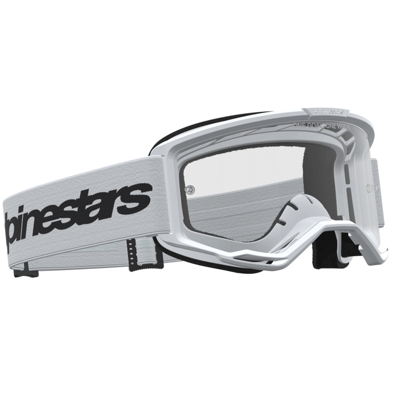 Motokrosové brýle Alpinestars Vision 3 Wordmark bílo-černé s čirým plexi