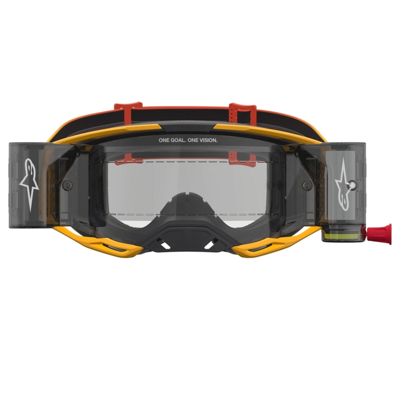 Motokrosové brýle Alpinestars Vision 8 Amber Roll-Off žluto-červeno-černé