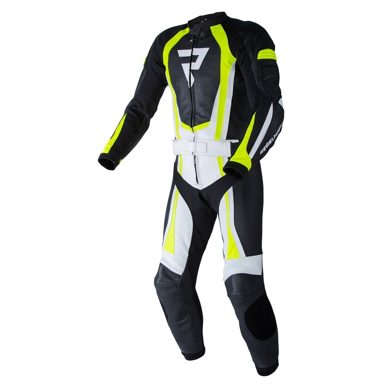 Kombinéza na motorku Rebelhorn Piston II PRO černo-bílo-fluo žlutá výprodej