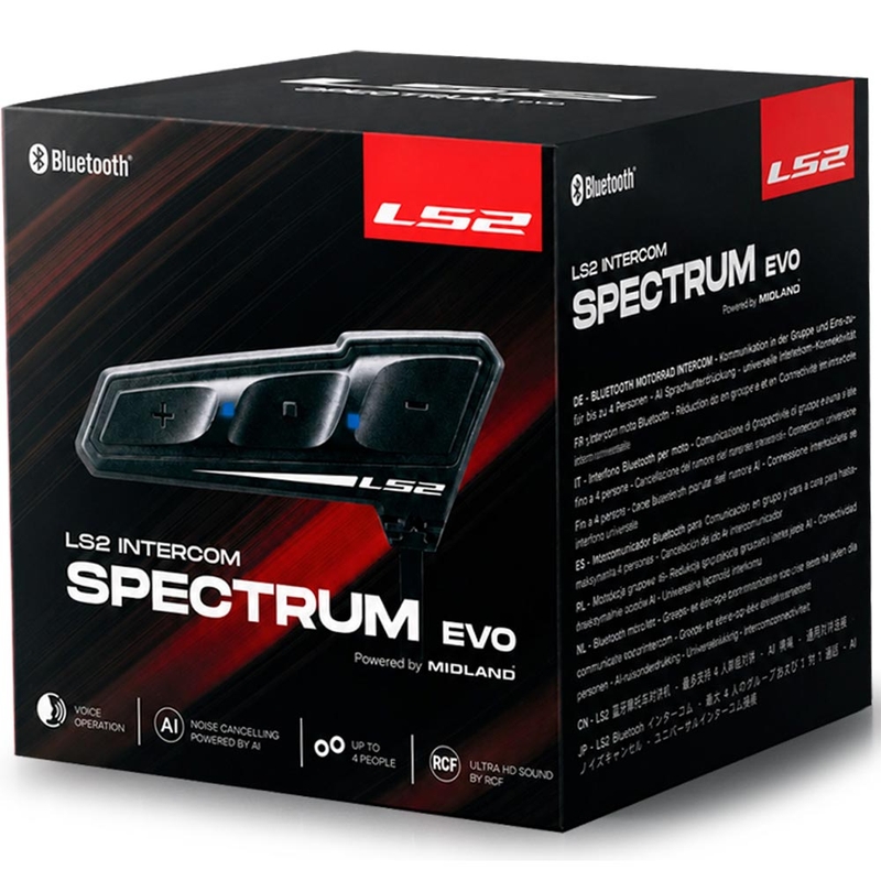 Bluetooth intercom LS2 Spectrum EVO černý