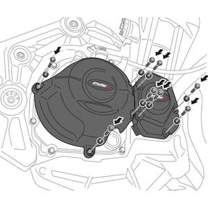 Engine protective covers PUIG 22608N fekete included 3 covers