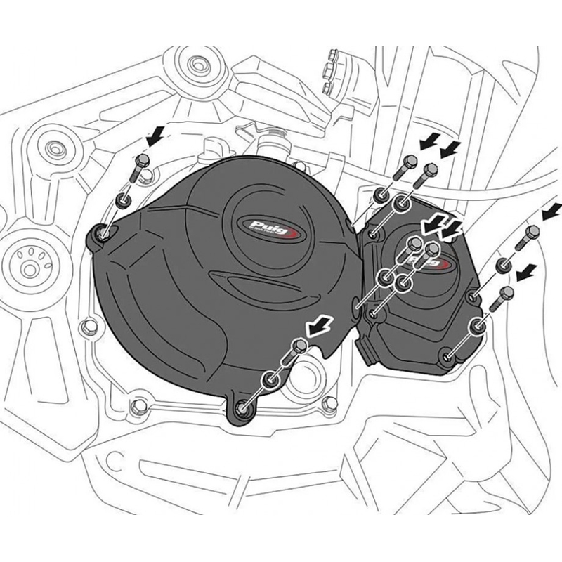 Engine protective covers PUIG fekete included 3 covers