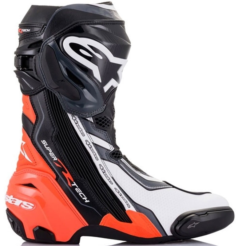 Alpinestars Supertech R motoros csizma fekete-fluo piros-fehér-szürke