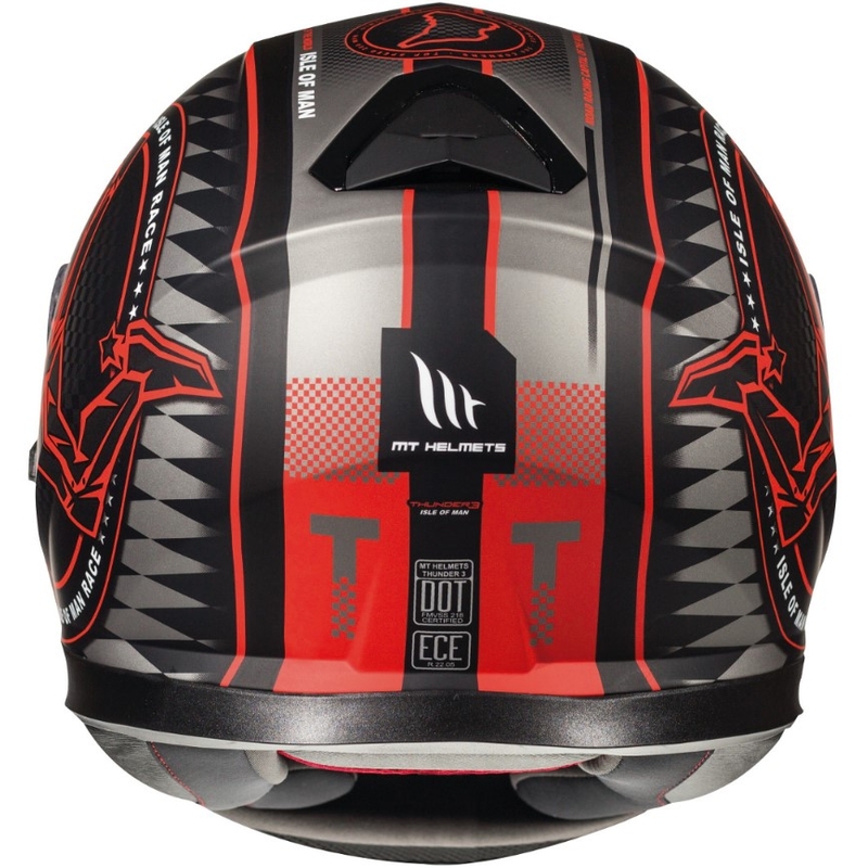 Integrált motoros sisak MT Thunder 3 SV Isle Of Man fekete-szürke-piros kiárusítás
