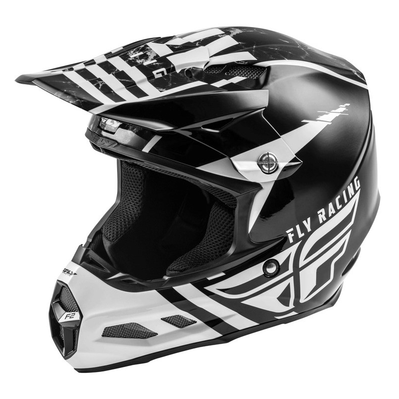 Motocross sisak FLY Racing F2 karbon gránit fehér-fekete-szürke