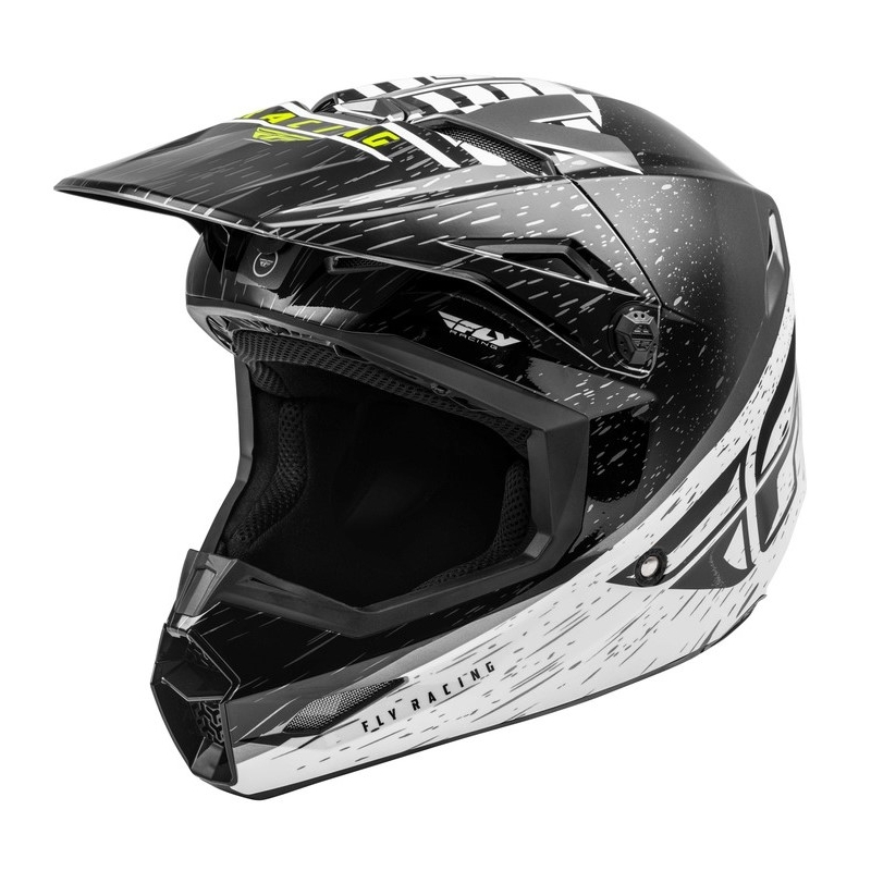 Motocross sisak FLY Racing Kinetic K120 fekete-fehér-fluo sárga