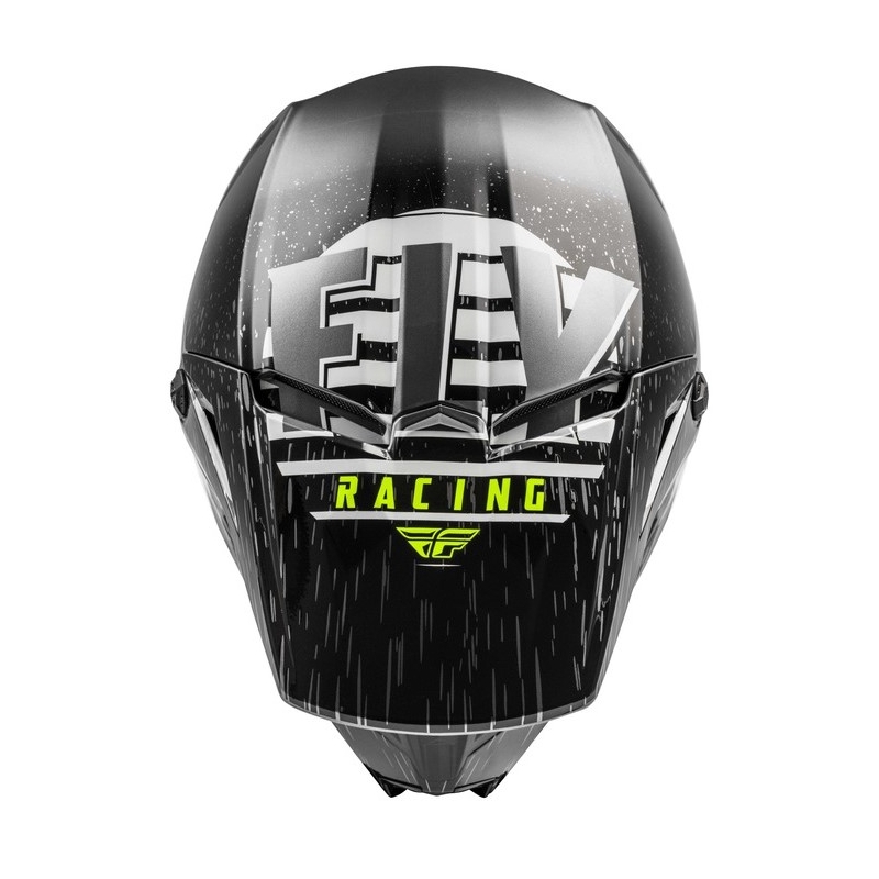 Motocross sisak FLY Racing Kinetic K120 fekete-fehér-fluo sárga