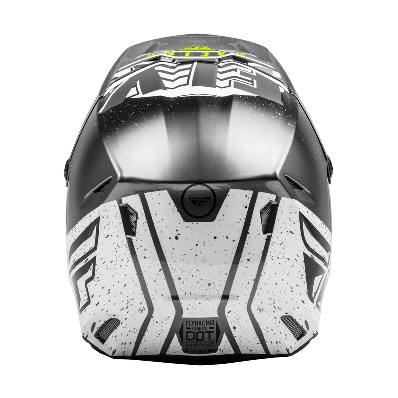 Motocross sisak FLY Racing Kinetic K120 fekete-fehér-fluo sárga