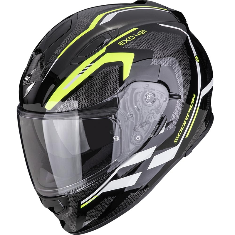 Integrální helma na motorku Scorpion EXO-491 KRIPTA černo-fluo žluto-bílá
