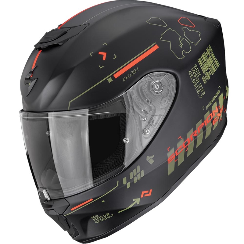 Integrální helma na motorku Scorpion EXO-391 Iron matná černo-zeleno-červená