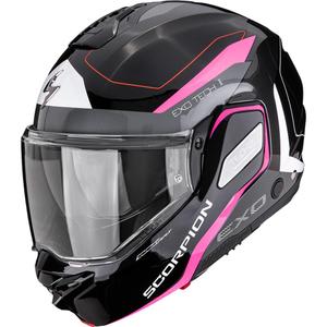 Překlápěcí helma na motorku Scorpion EXO-TECH II Passager černo-stříbrno-růžová