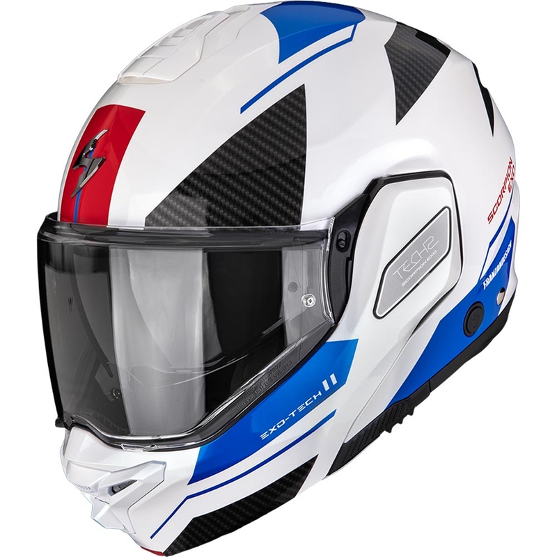 Překlápěcí helma na motorku Scorpion EXO-TECH II Void bílo-modro-stříbrná