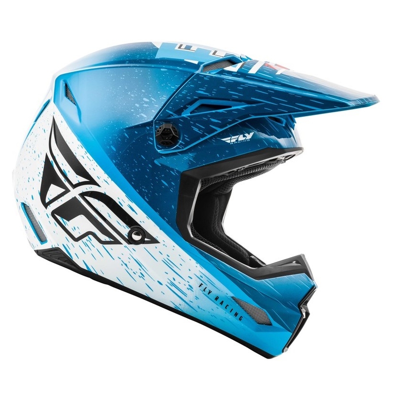 Motocross sisak FLY Racing Kinetic K120 kék-fehér-piros akció kiárusítás