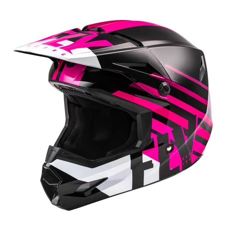 Motocross sisak FLY Racing Kinetic Thrive rózsaszín-fekete-fehér