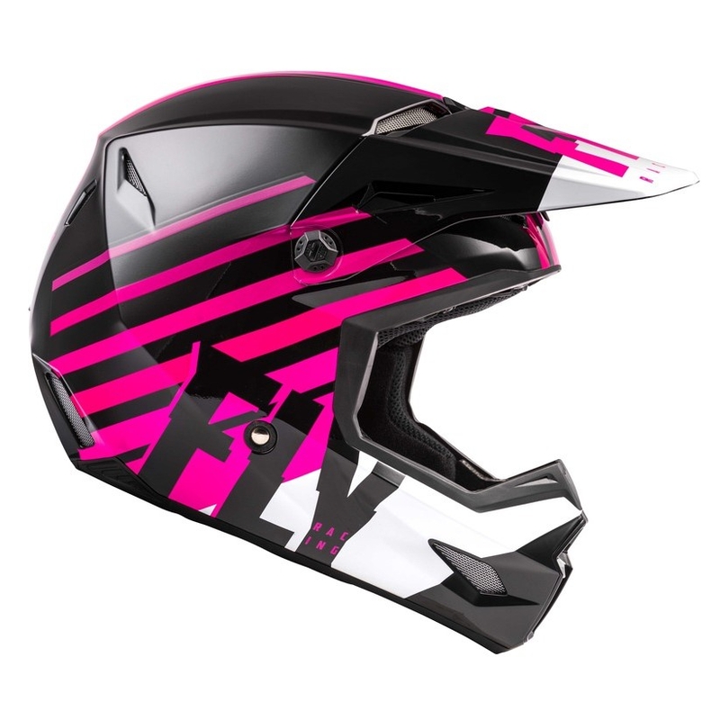 Motocross sisak FLY Racing Kinetic Thrive rózsaszín-fekete-fehér