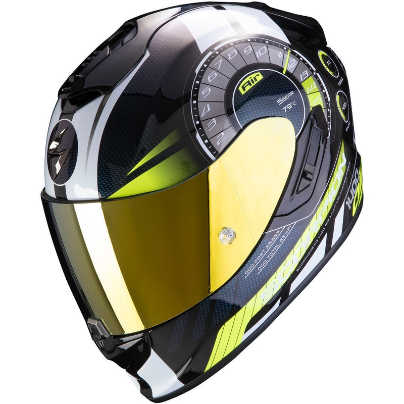 Beépített sisak Scorpion EXO-1400 Légnyomaték fekete-fluo sárga