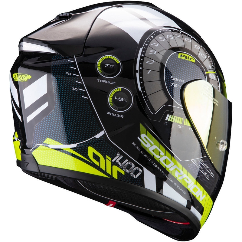 Beépített sisak Scorpion EXO-1400 Légnyomaték fekete-fluo sárga