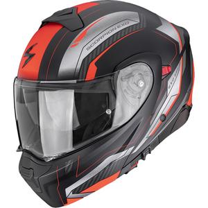 Výklopná helma na motorku Scorpion EXO-930 EVO Space matná černo-stříbrno-červená