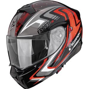 Výklopná helma na motorku Scorpion EXO-930 EVO Alpha černo-stříbrno-červená