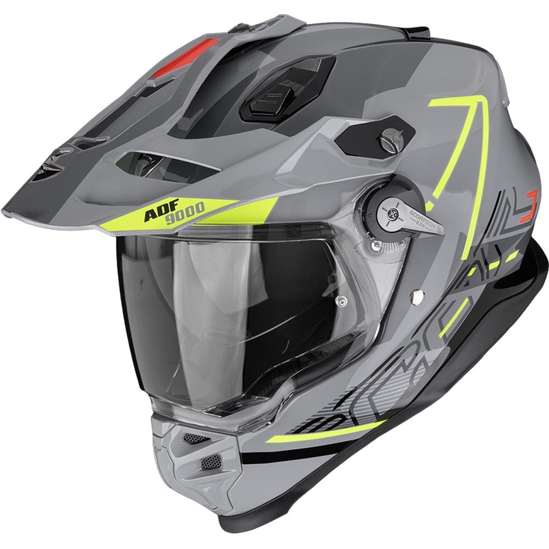 Enduro helma Scorpion ADF-9000 Air Summit stříbrno-fluo žlutá