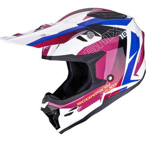 Motokrosová helma Scorpion SMX-10 Speed bílo-růžovo-modrá