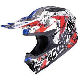 Motokrosová helma Scorpion SMX-10 Gasoline bílo-červeno-modrá