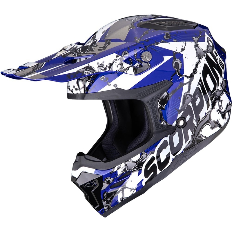 Motokrosová helma Scorpion SMX-10 Gasoline modro-bílo-černá