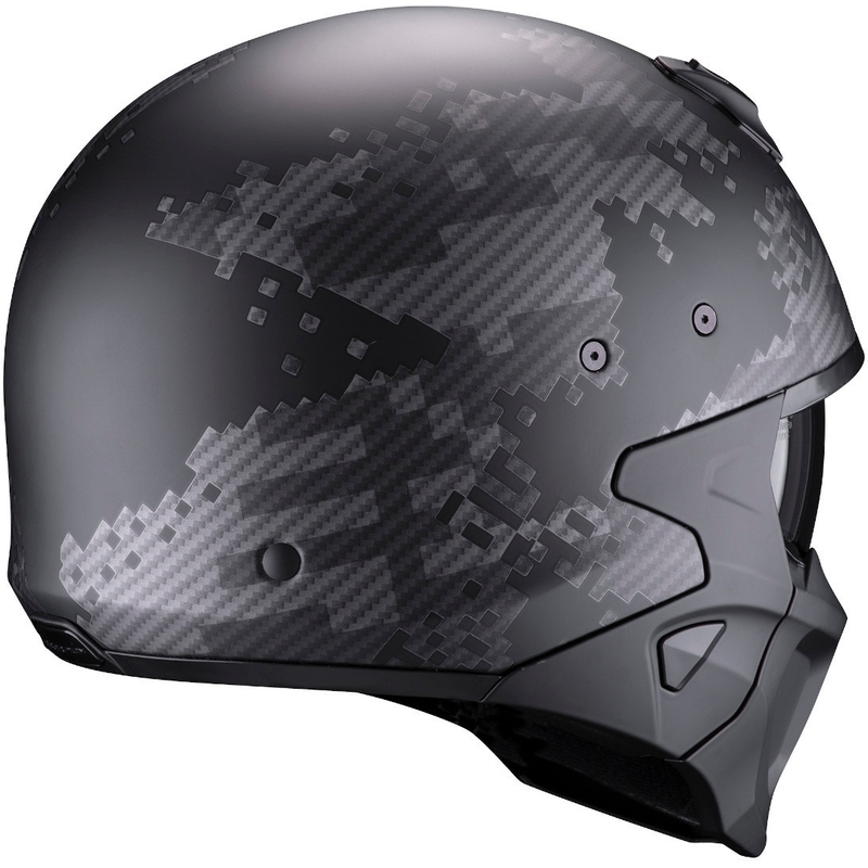 Scorpion COVERT-X Xborg fekete-ezüst levehető állú bukósisak
