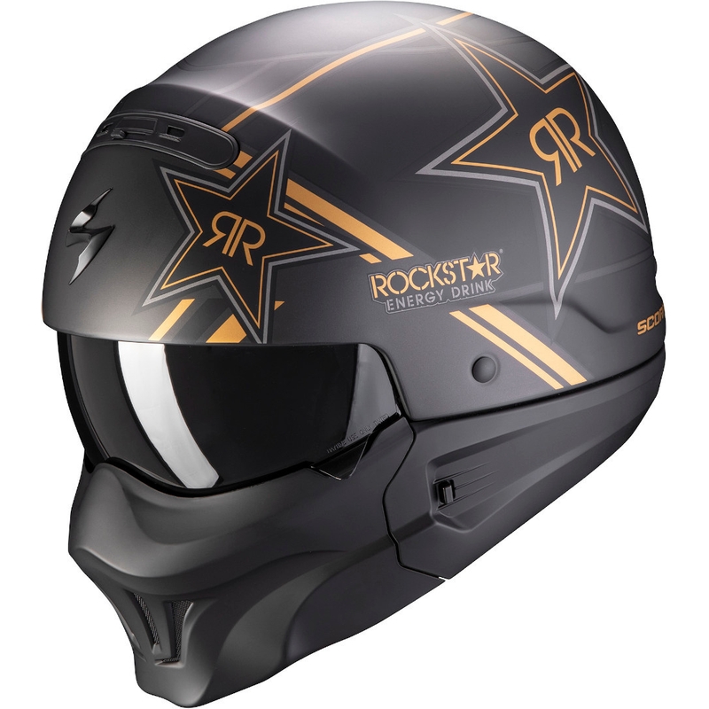 Scorpion EXO-COMBAT EVO Rockstar fekete-arany levehető állú bukósisak